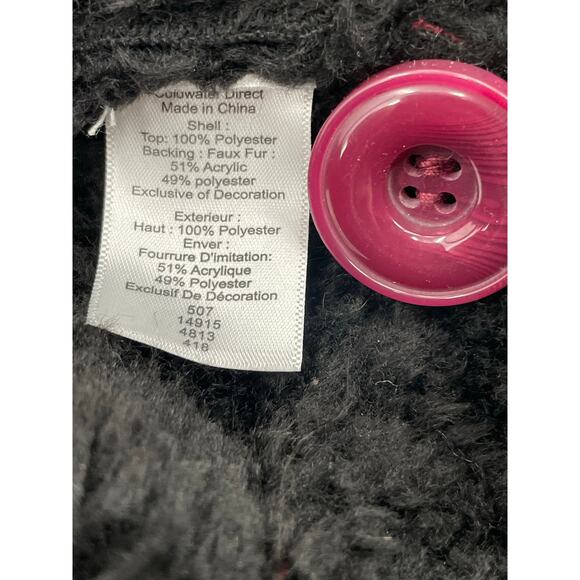 Coldwater Creek Microsuede Sherpa Lined Coat Winter Jacket Burgundy Black Petite - Picture 7 of 9